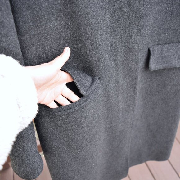 【SOLD】Dark Gray 40% Wool Coat - Uniqlo and JW Anderson Women Outwear - Picture 4 of 9
